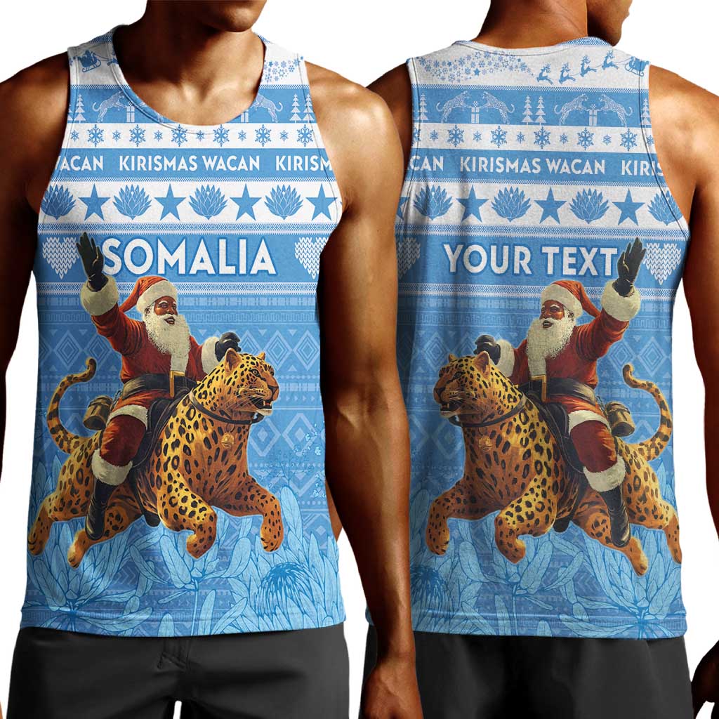 Personalized Afro Somalia Christmas Men Tank Top Black Santa Riding Leopard - African Pattern LT15