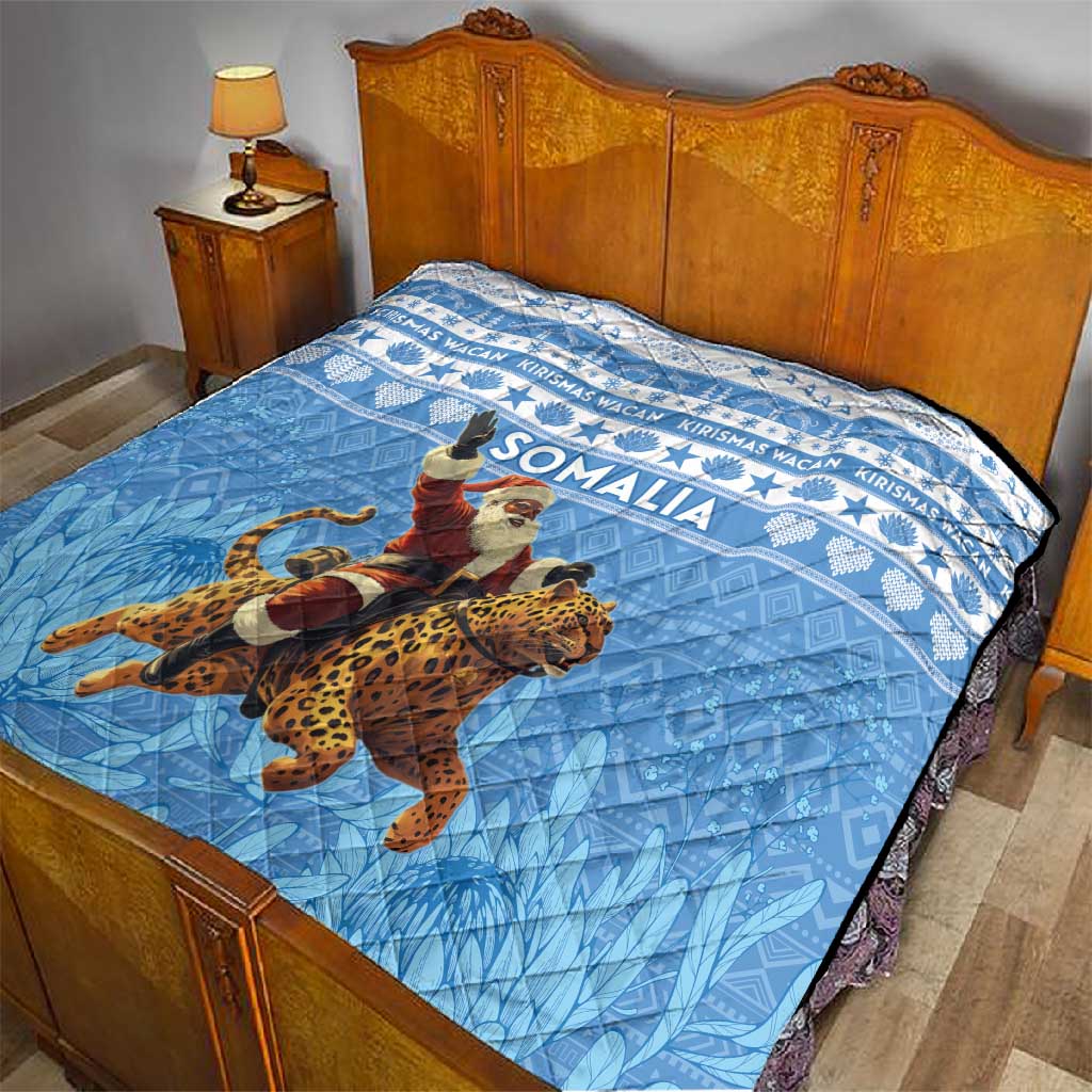 Afro Somalia Christmas Quilt Black Santa Riding Leopard - African Pattern LT15