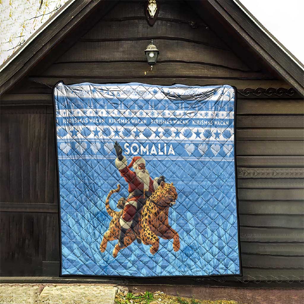 Afro Somalia Christmas Quilt Black Santa Riding Leopard - African Pattern LT15