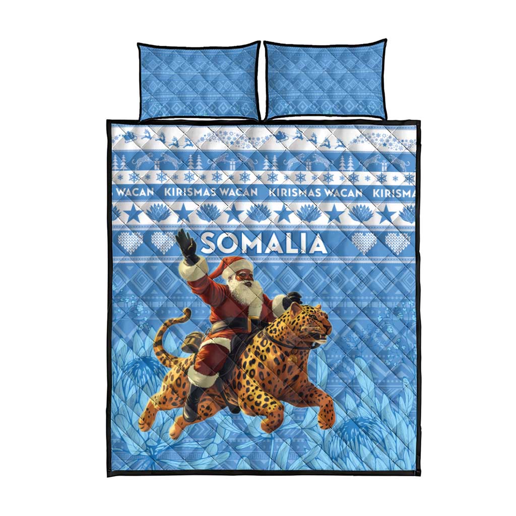 Afro Somalia Christmas Quilt Bed Set Black Santa Riding Leopard - African Pattern LT15