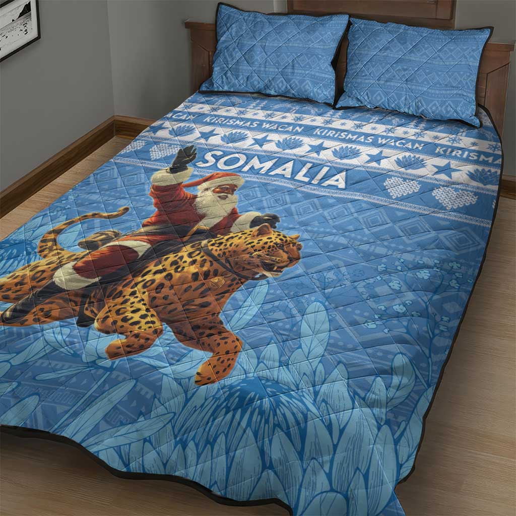 Afro Somalia Christmas Quilt Bed Set Black Santa Riding Leopard - African Pattern LT15