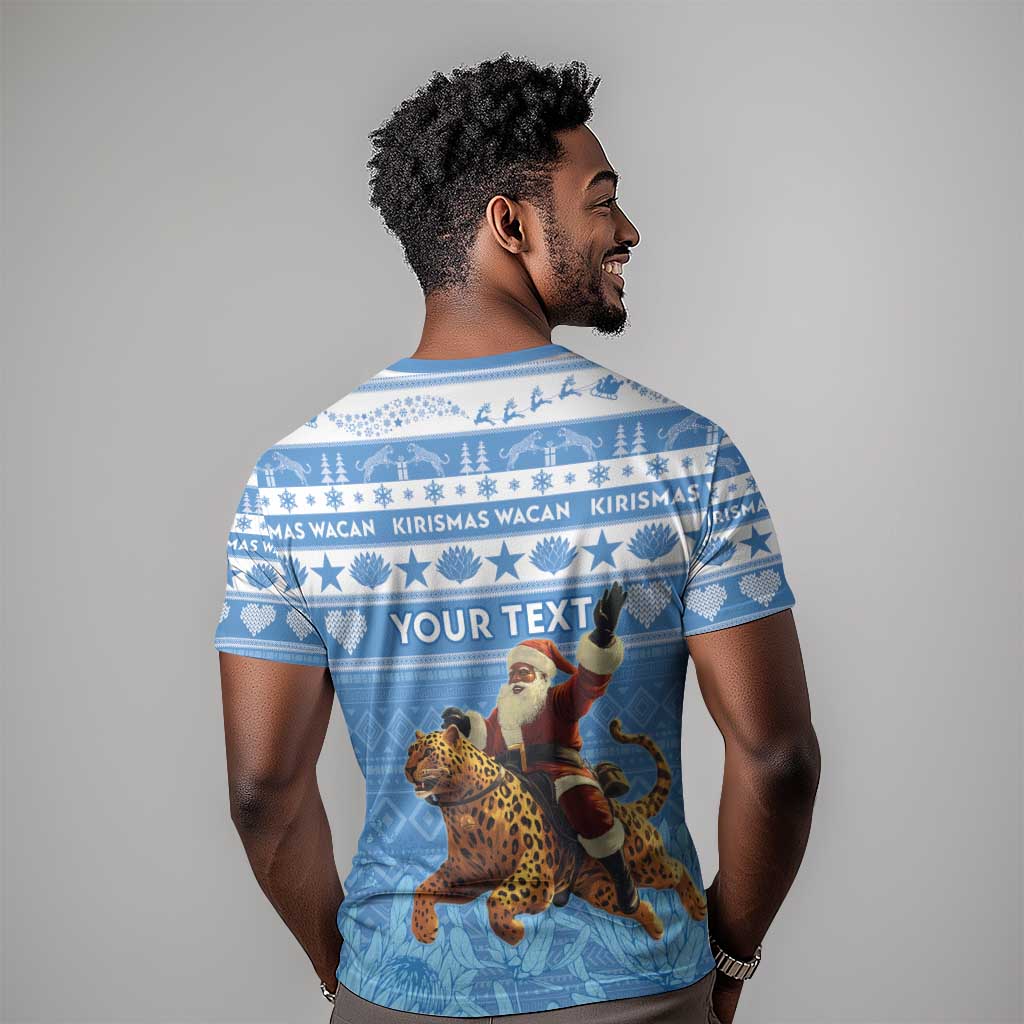 Personalized Afro Somalia Christmas T shirt Black Santa Riding Leopard - African Pattern LT15