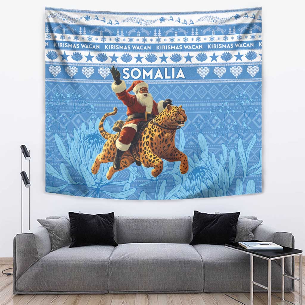 Afro Somalia Christmas Tapestry Black Santa Riding Leopard - African Pattern LT15
