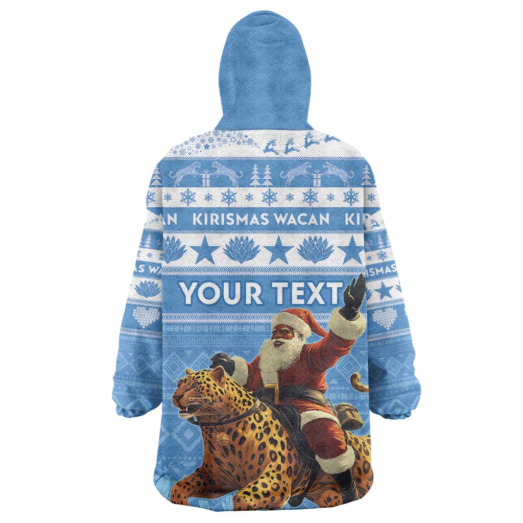 Personalized Afro Somalia Christmas Wearable Blanket Hoodie Black Santa Riding Leopard - African Pattern LT15