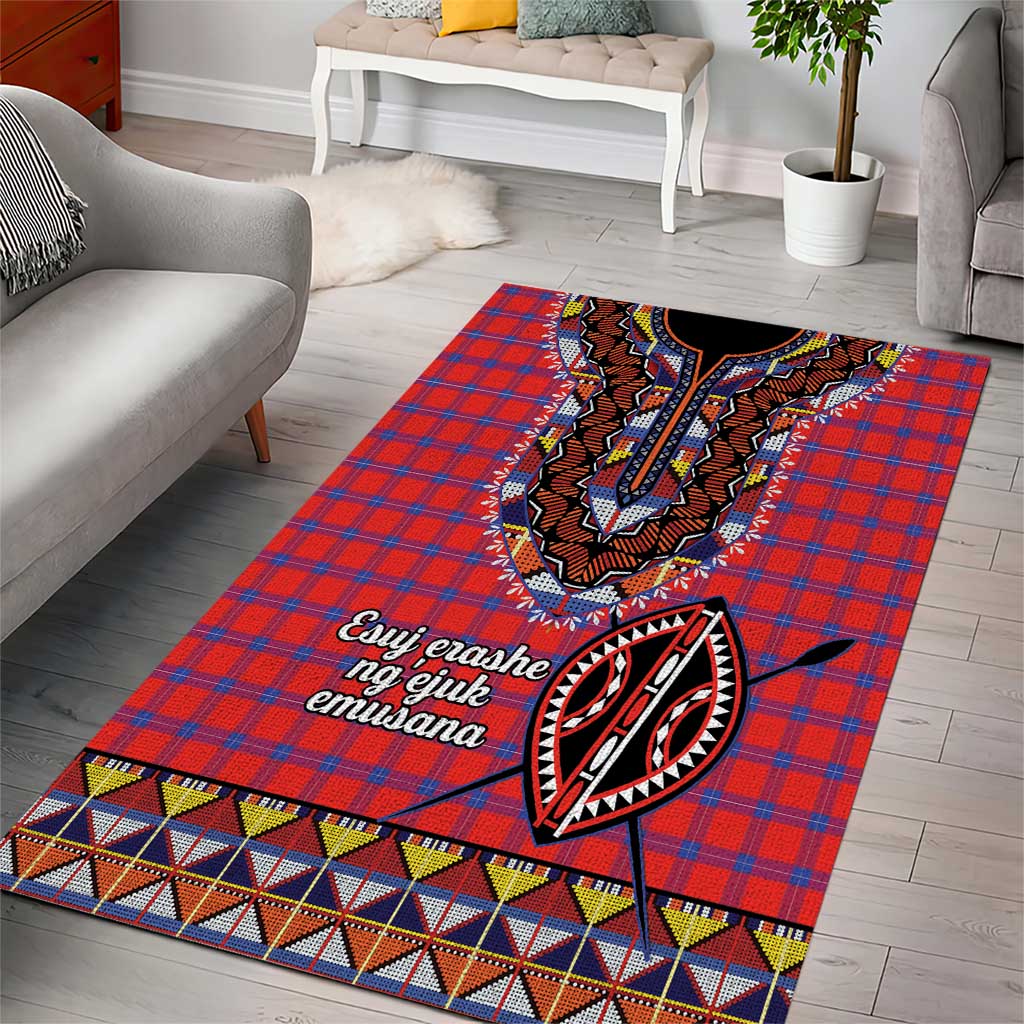 Afro Kenya Maasai Shuka Personalized Area Rug Maasai Shield Mix Dashiki LT15
