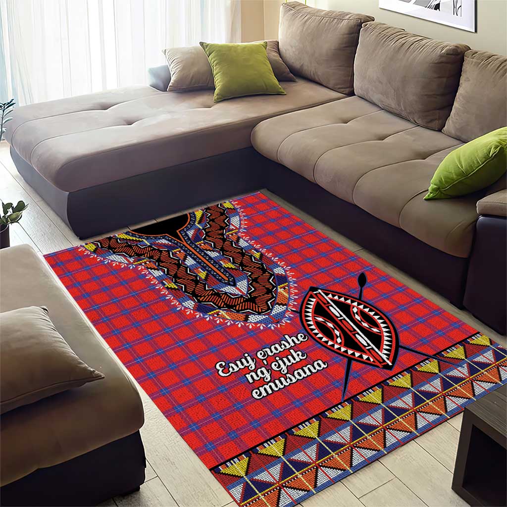 Afro Kenya Maasai Shuka Personalized Area Rug Maasai Shield Mix Dashiki LT15