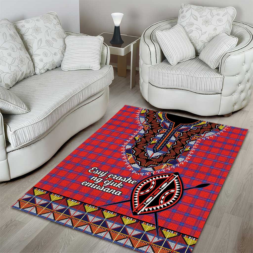 Afro Kenya Maasai Shuka Personalized Area Rug Maasai Shield Mix Dashiki LT15