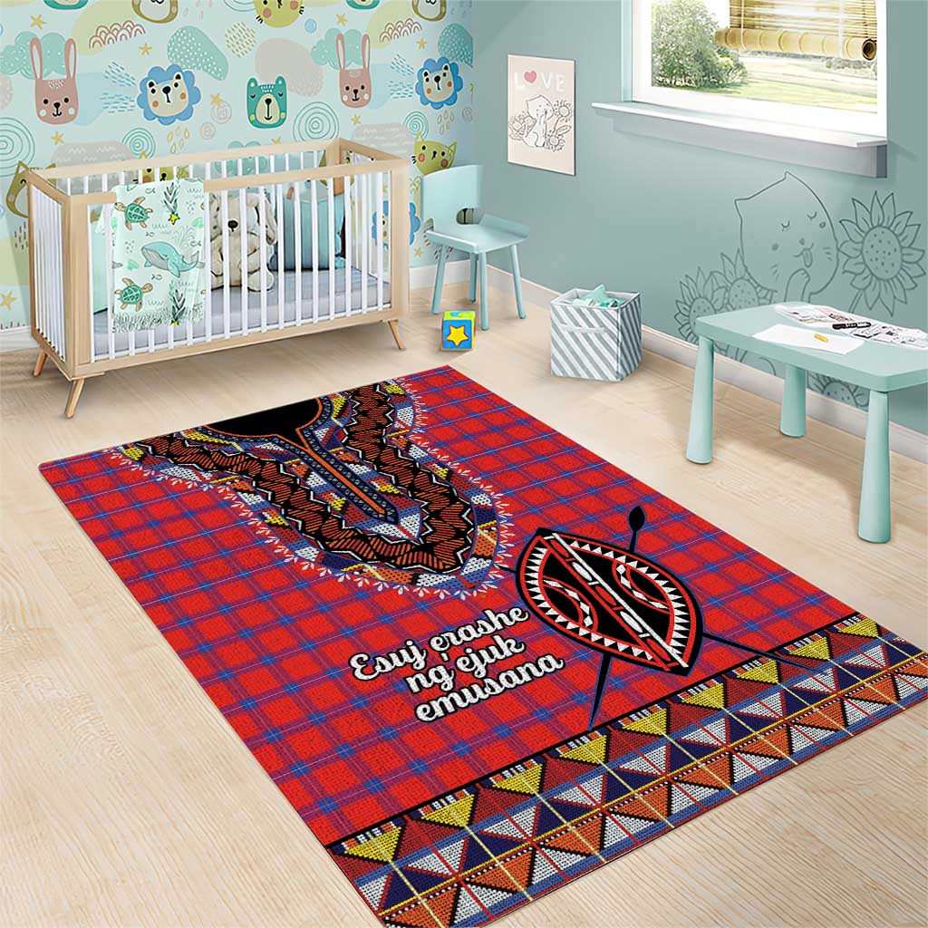 Afro Kenya Maasai Shuka Personalized Area Rug Maasai Shield Mix Dashiki LT15