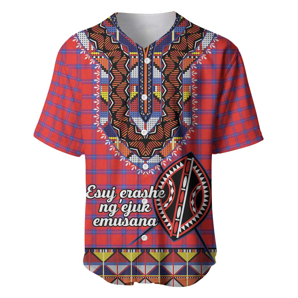Afro Kenya Maasai Shuka Personalized Baseball Jersey Maasai Shield Mix Dashiki LT15