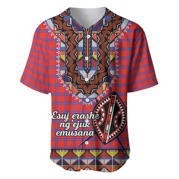 Afro Kenya Maasai Shuka Personalized Baseball Jersey Maasai Shield Mix Dashiki LT15