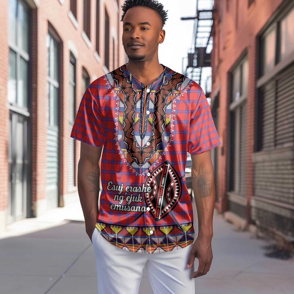 Afro Kenya Maasai Shuka Personalized Baseball Jersey Maasai Shield Mix Dashiki LT15