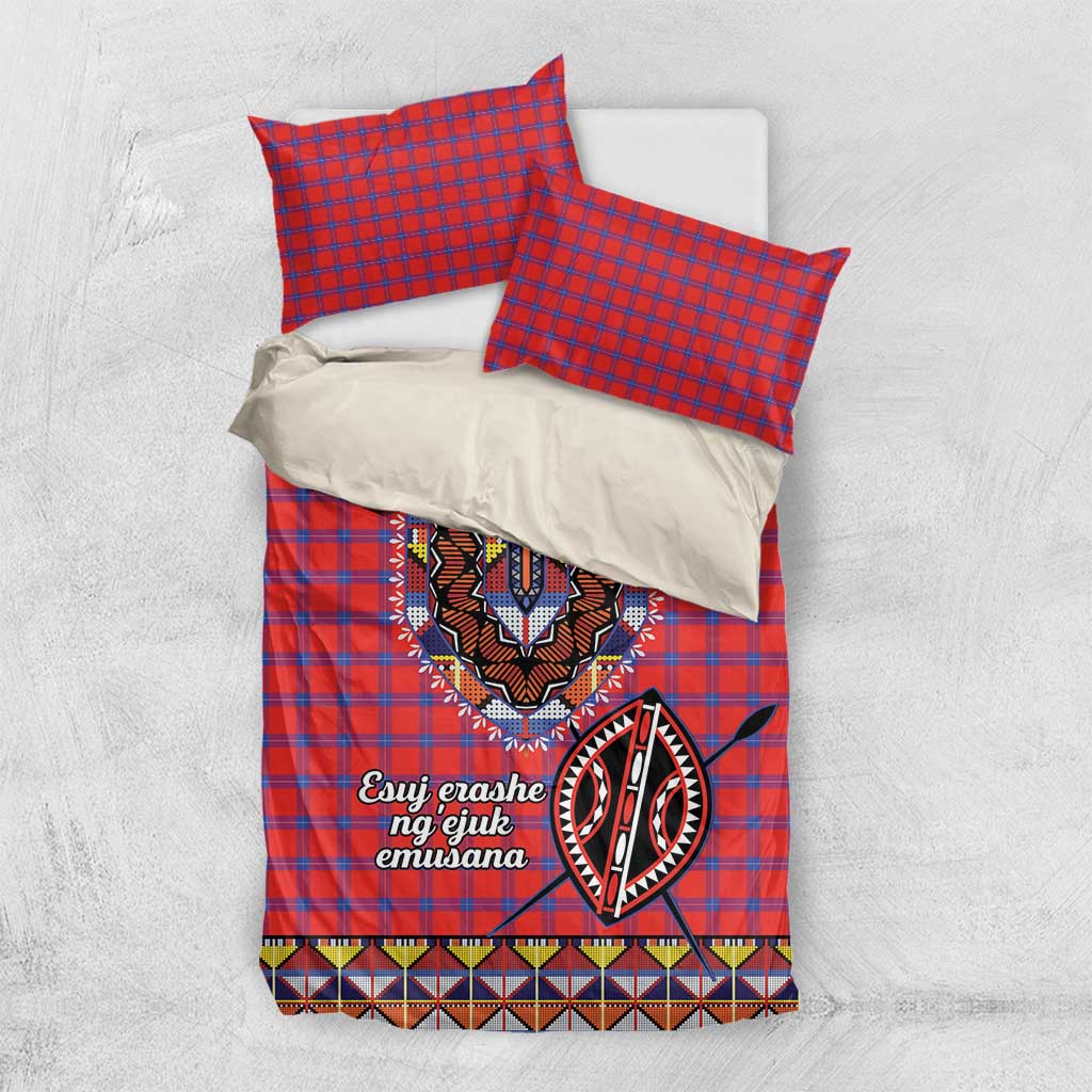 Afro Kenya Maasai Shuka Personalized Bedding Set Maasai Shield Mix Dashiki LT15