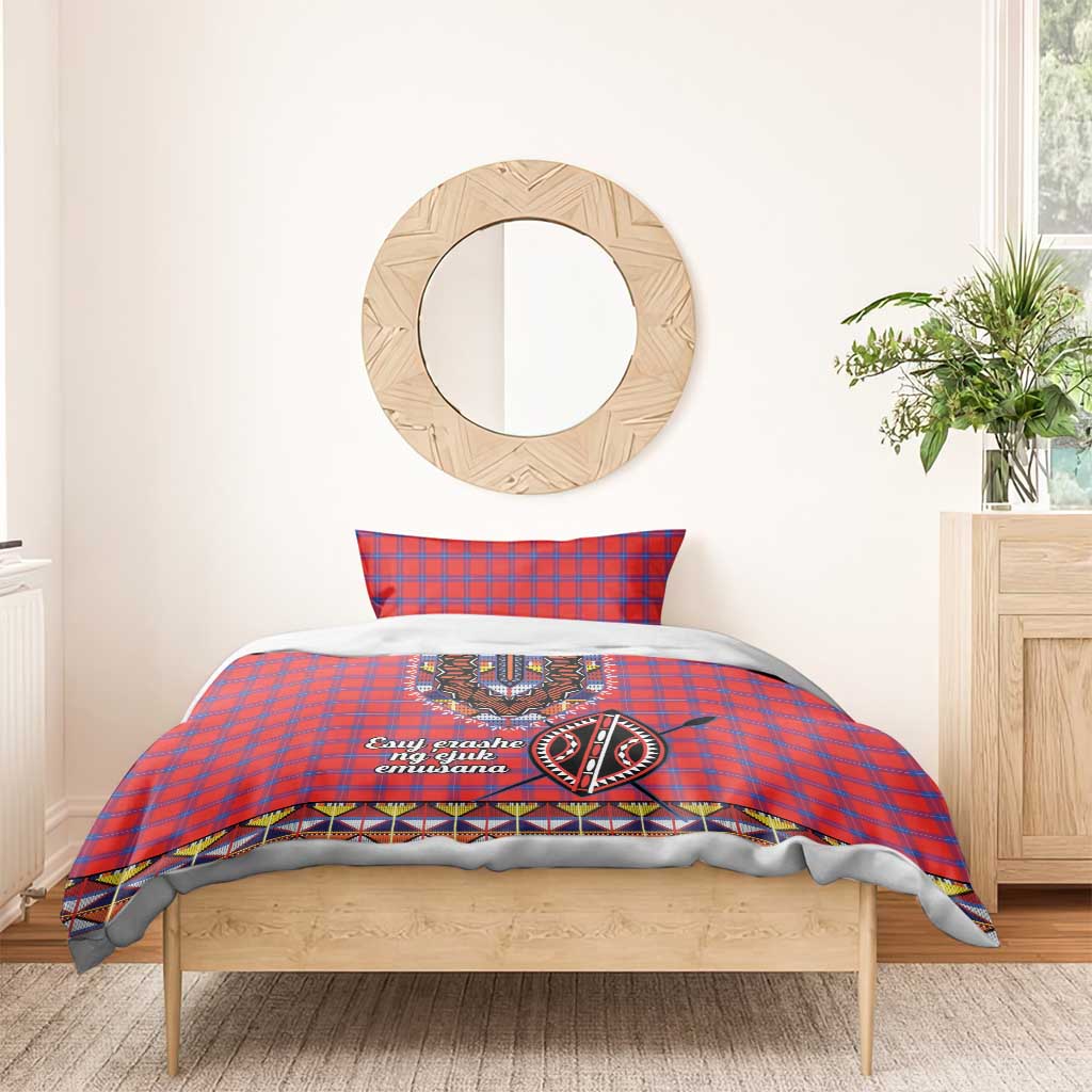 Afro Kenya Maasai Shuka Personalized Bedding Set Maasai Shield Mix Dashiki LT15