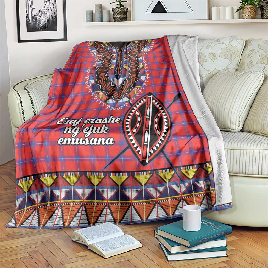 Afro Kenya Maasai Shuka Personalized Blanket Maasai Shield Mix Dashiki LT15