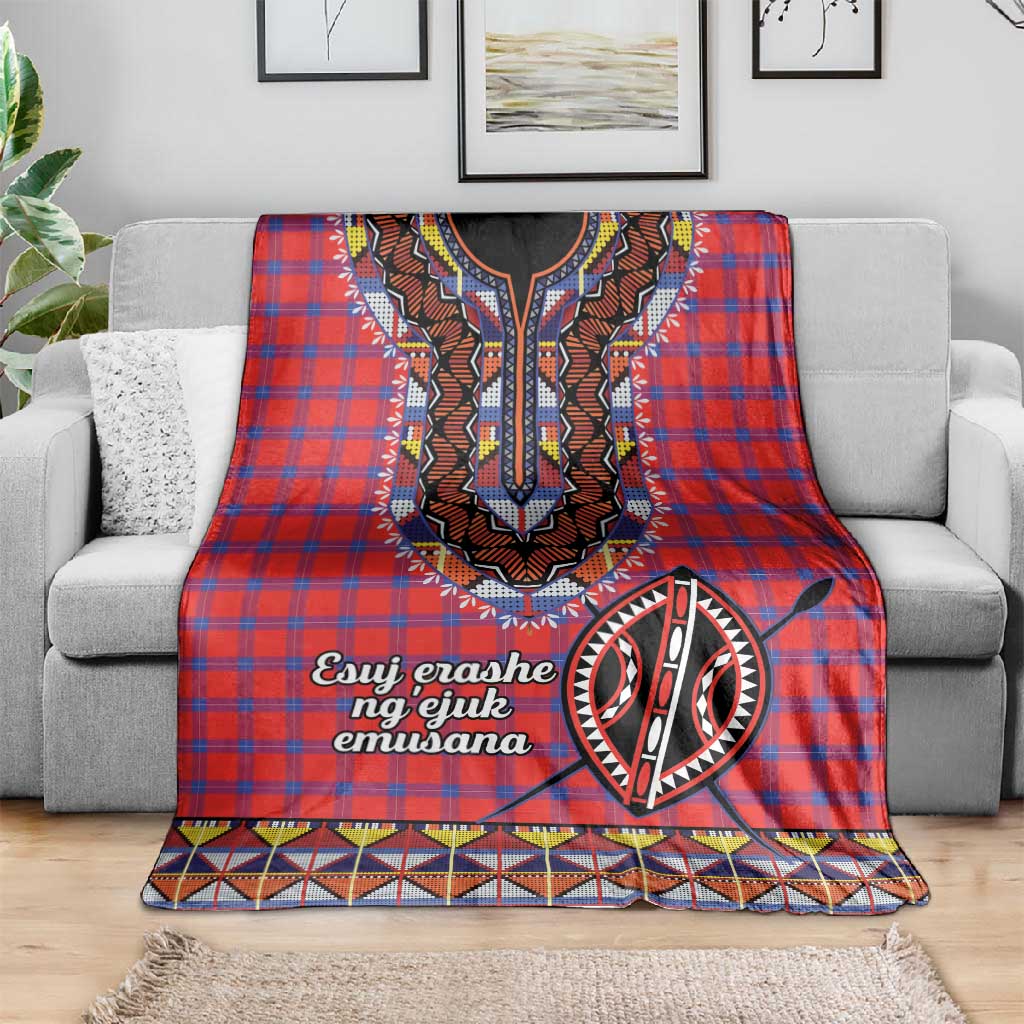 Afro Kenya Maasai Shuka Personalized Blanket Maasai Shield Mix Dashiki LT15