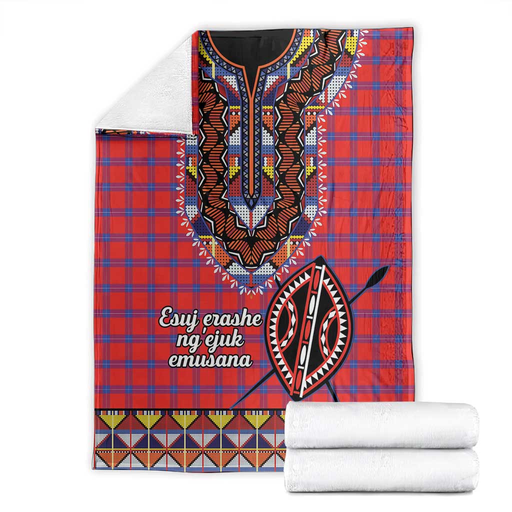 Afro Kenya Maasai Shuka Personalized Blanket Maasai Shield Mix Dashiki LT15