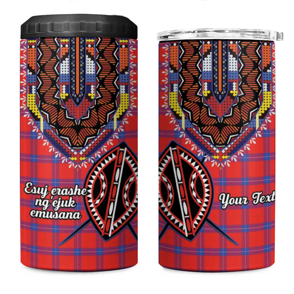 Afro Kenya Maasai Shuka Personalized 4 in 1 Can Cooler Tumbler Maasai Shield Mix Dashiki LT15