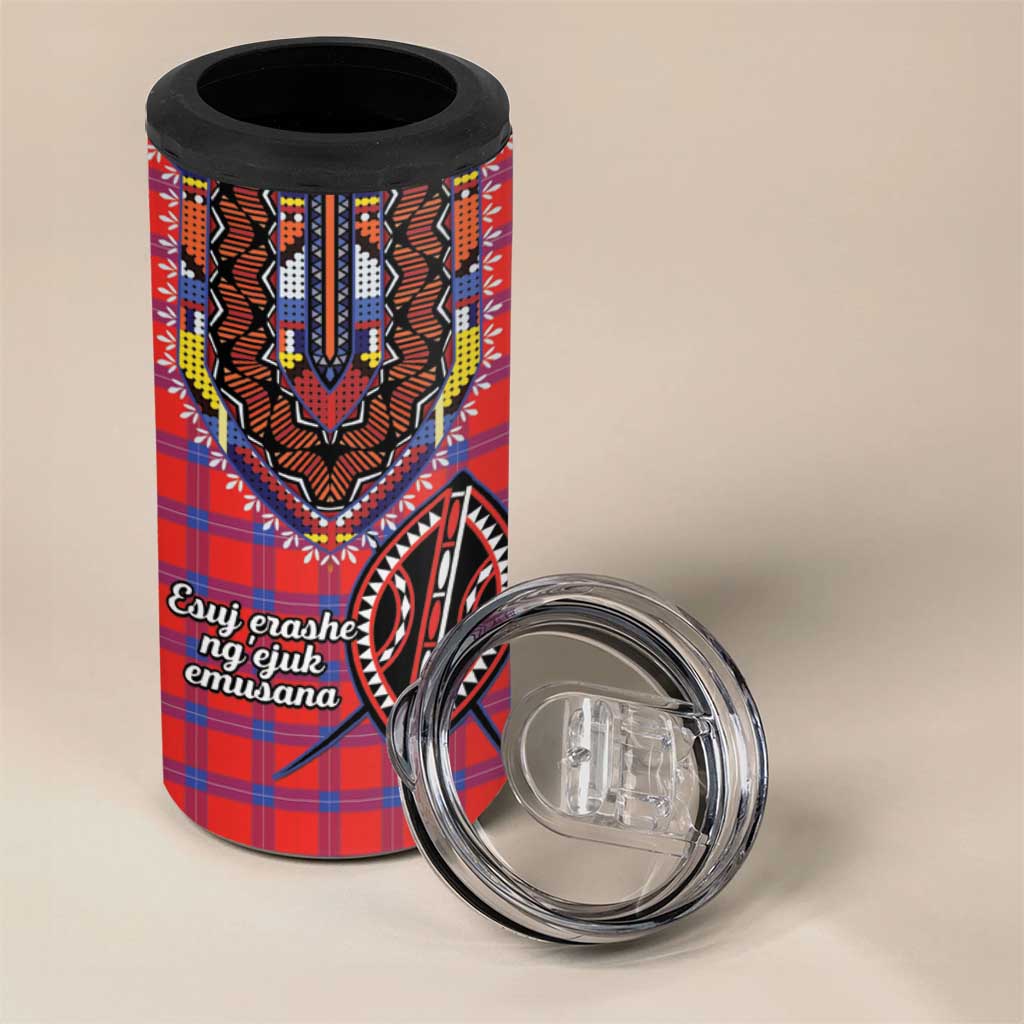 Afro Kenya Maasai Shuka Personalized 4 in 1 Can Cooler Tumbler Maasai Shield Mix Dashiki LT15
