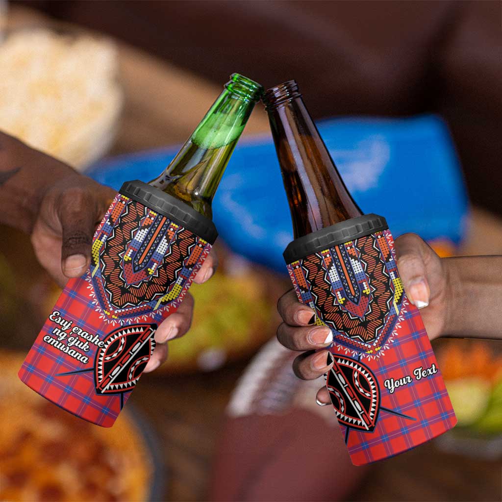 Afro Kenya Maasai Shuka Personalized 4 in 1 Can Cooler Tumbler Maasai Shield Mix Dashiki LT15