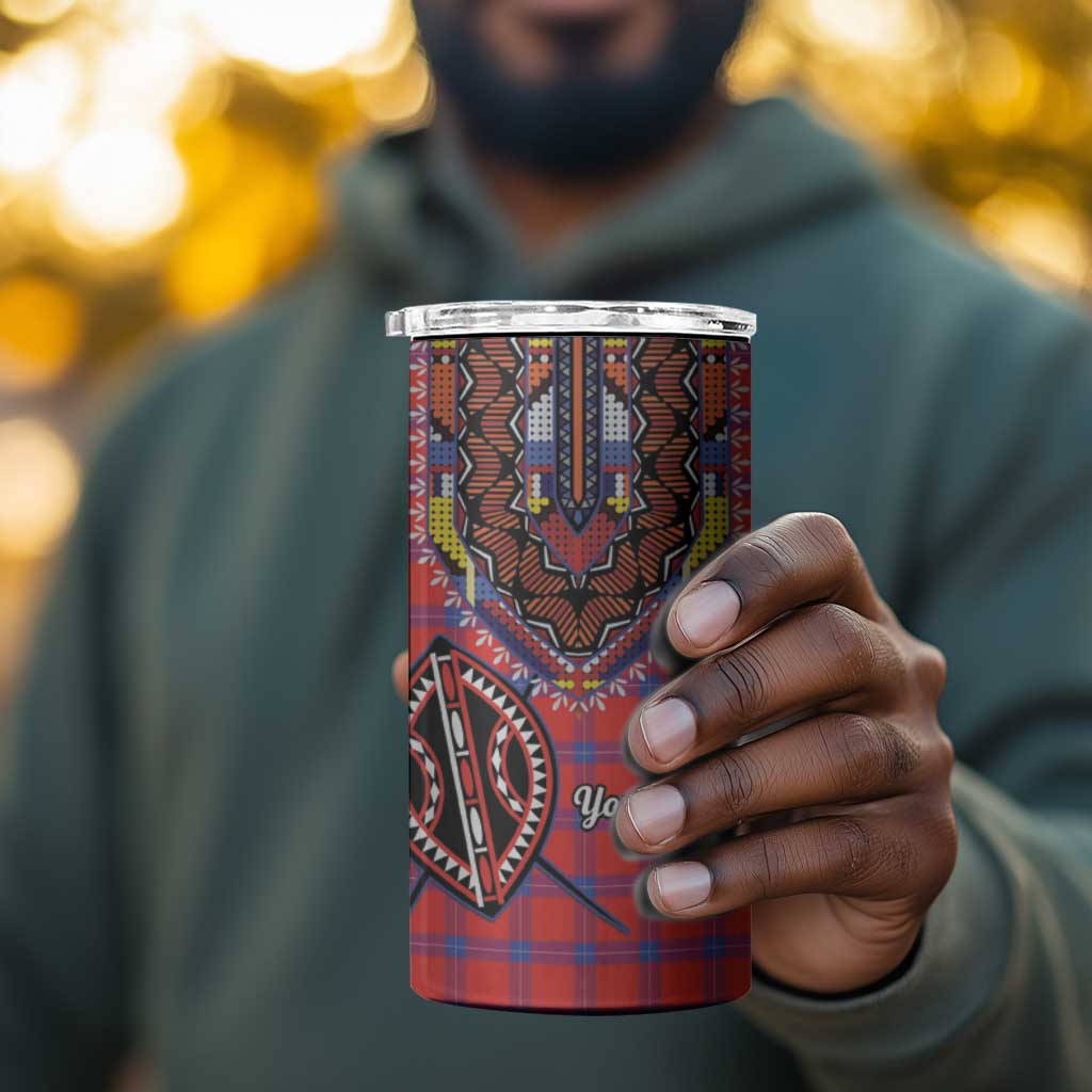 Afro Kenya Maasai Shuka Personalized 4 in 1 Can Cooler Tumbler Maasai Shield Mix Dashiki LT15