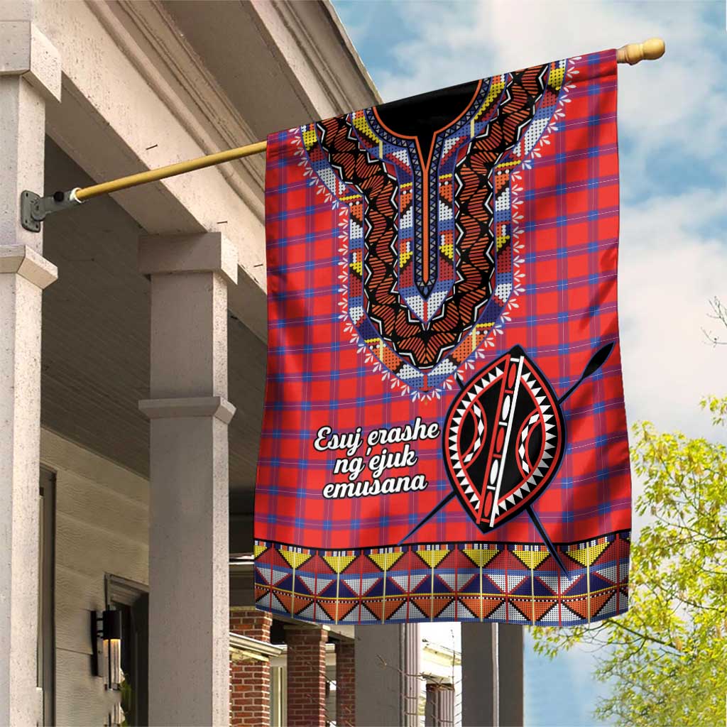Afro Kenya Maasai Shuka Personalized Garden Flag Maasai Shield Mix Dashiki LT15