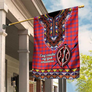 Afro Kenya Maasai Shuka Personalized Garden Flag Maasai Shield Mix Dashiki LT15