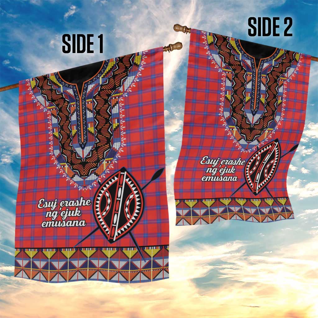 Afro Kenya Maasai Shuka Personalized Garden Flag Maasai Shield Mix Dashiki LT15