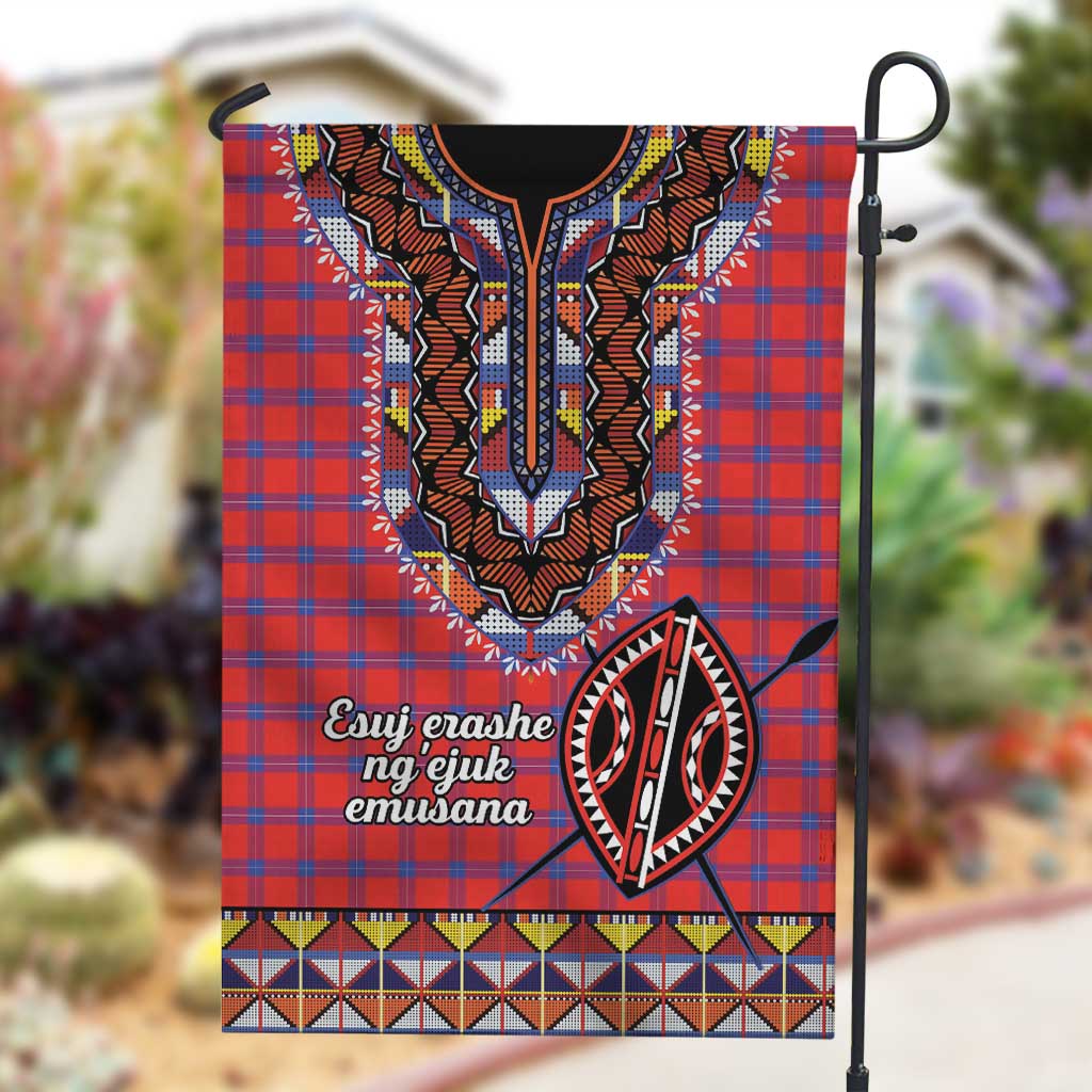 Afro Kenya Maasai Shuka Personalized Garden Flag Maasai Shield Mix Dashiki LT15