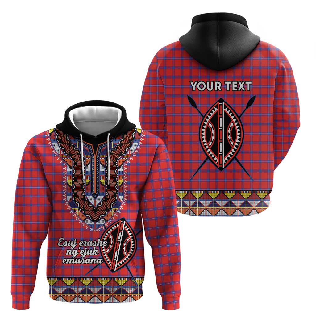 Personalised Kenya Maasai Shuka Hoodie Mix Dashiki - Beadwork Pattern LT15