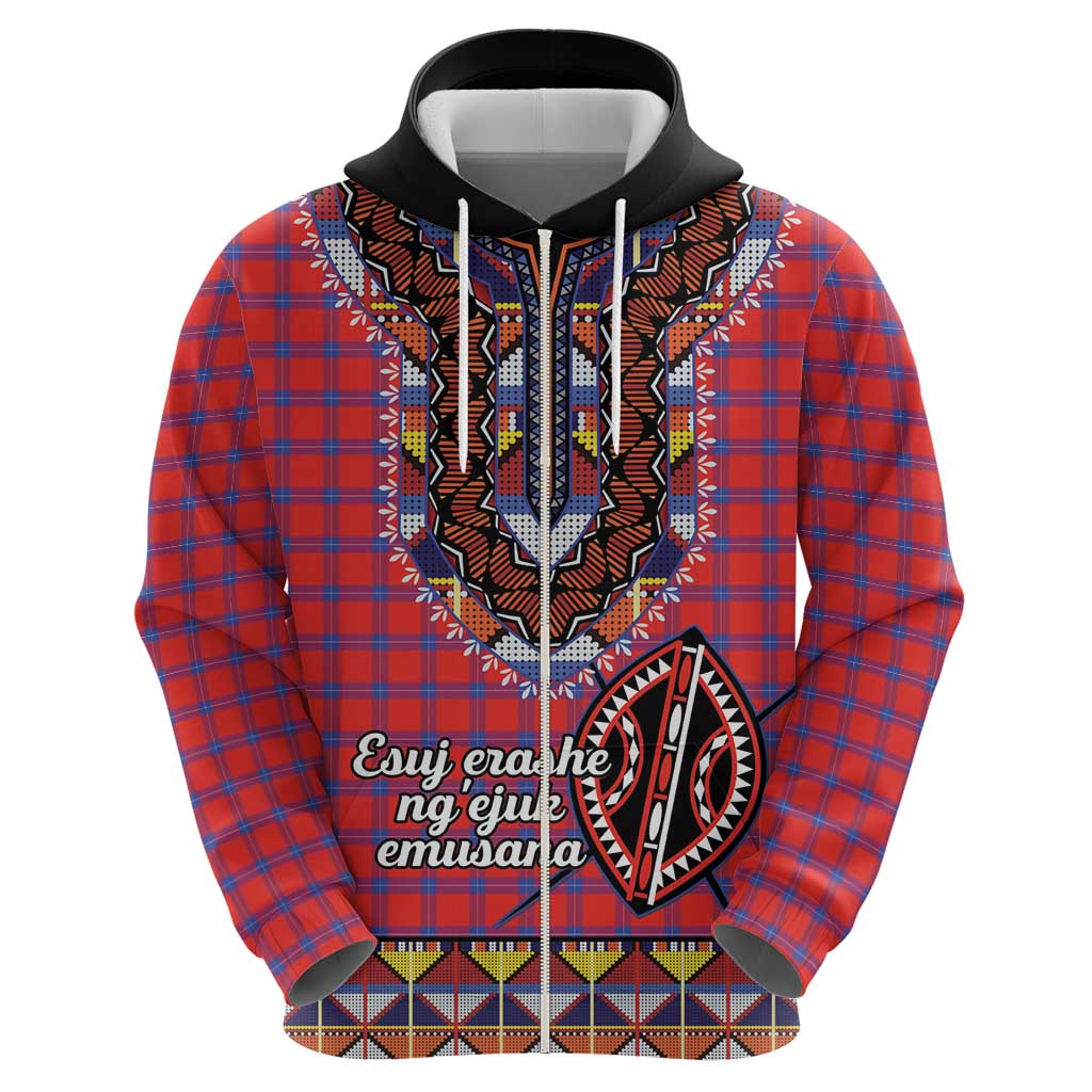 Personalised Kenya Maasai Shuka Hoodie Mix Dashiki - Beadwork Pattern LT15