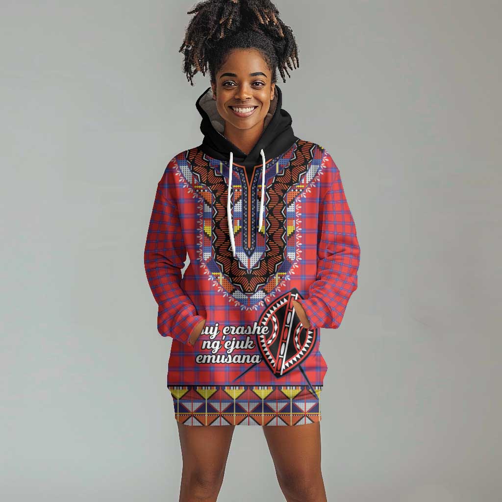 Afro Kenya Maasai Shuka Personalized Hoodie Dress Maasai Shield Mix Dashiki LT15