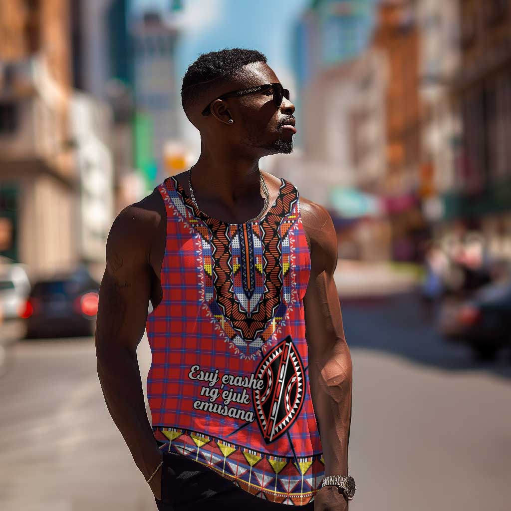 Afro Kenya Maasai Shuka Personalized Men Tank Top Maasai Shield Mix Dashiki LT15