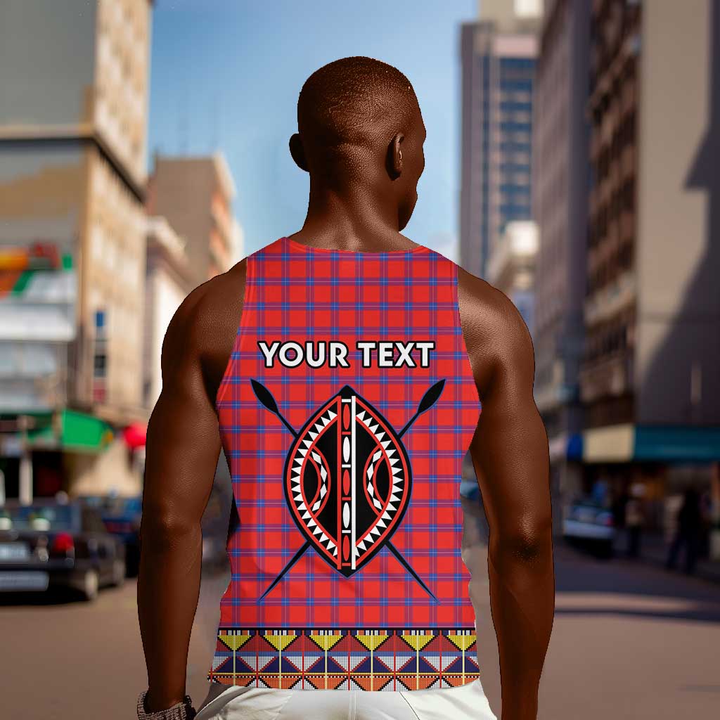 Afro Kenya Maasai Shuka Personalized Men Tank Top Maasai Shield Mix Dashiki LT15