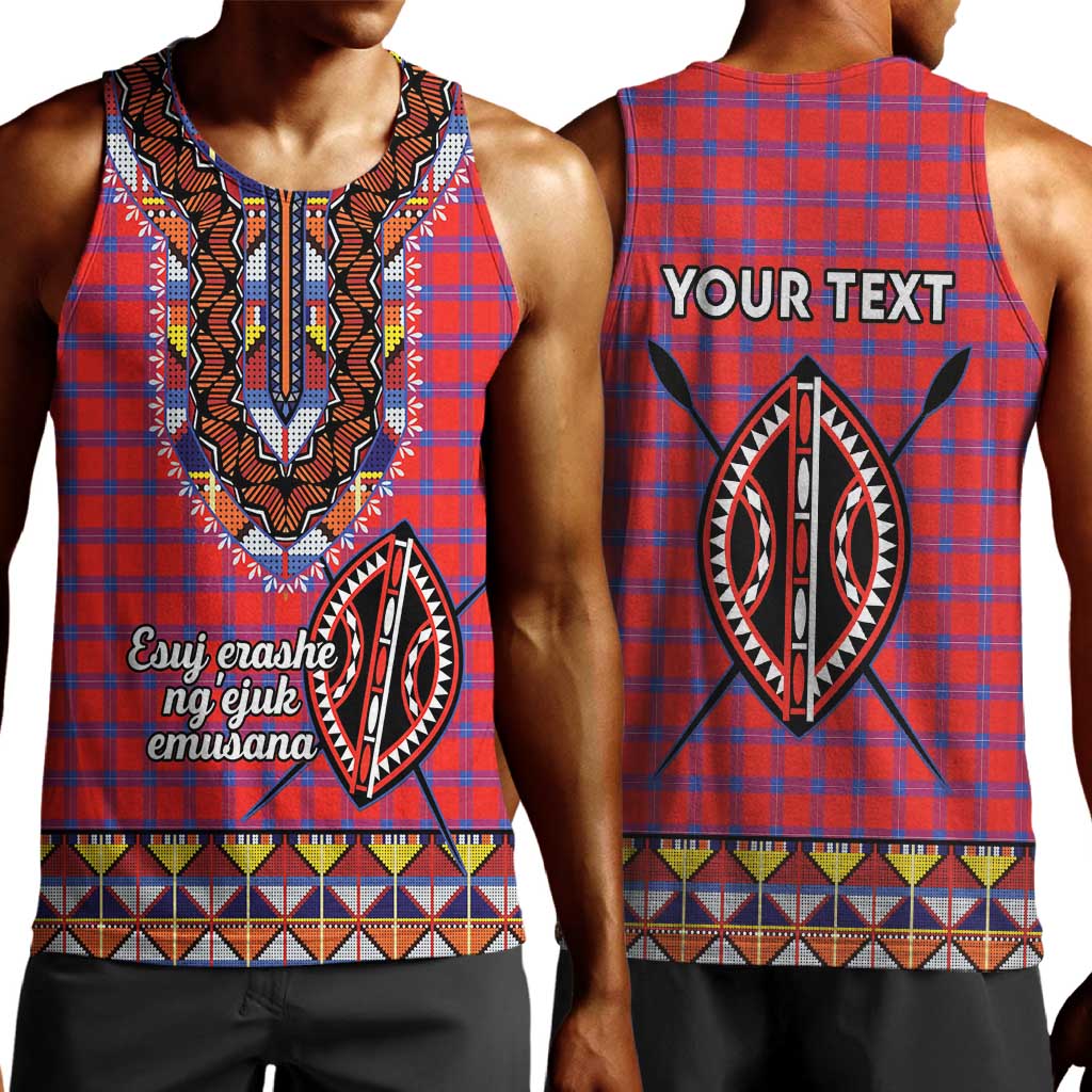 Afro Kenya Maasai Shuka Personalized Men Tank Top Maasai Shield Mix Dashiki LT15