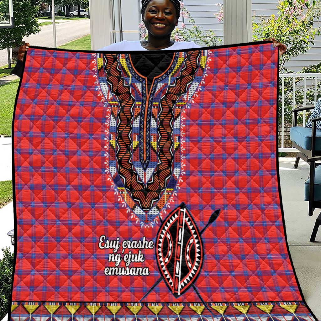Afro Kenya Maasai Shuka Personalized Quilt Maasai Shield Mix Dashiki LT15