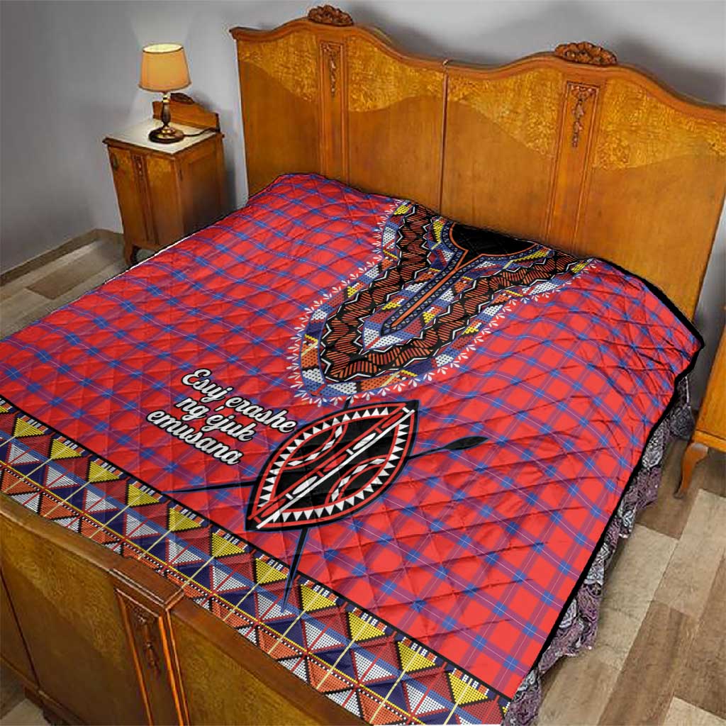 Afro Kenya Maasai Shuka Personalized Quilt Maasai Shield Mix Dashiki LT15