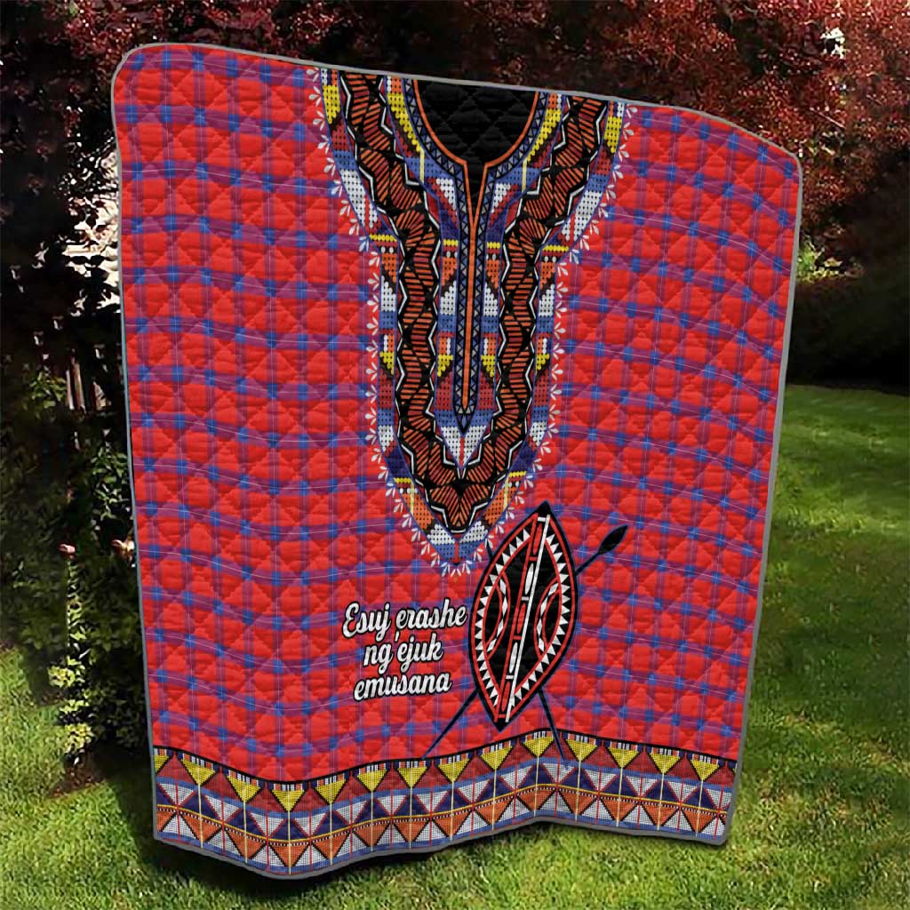 Afro Kenya Maasai Shuka Personalized Quilt Maasai Shield Mix Dashiki LT15
