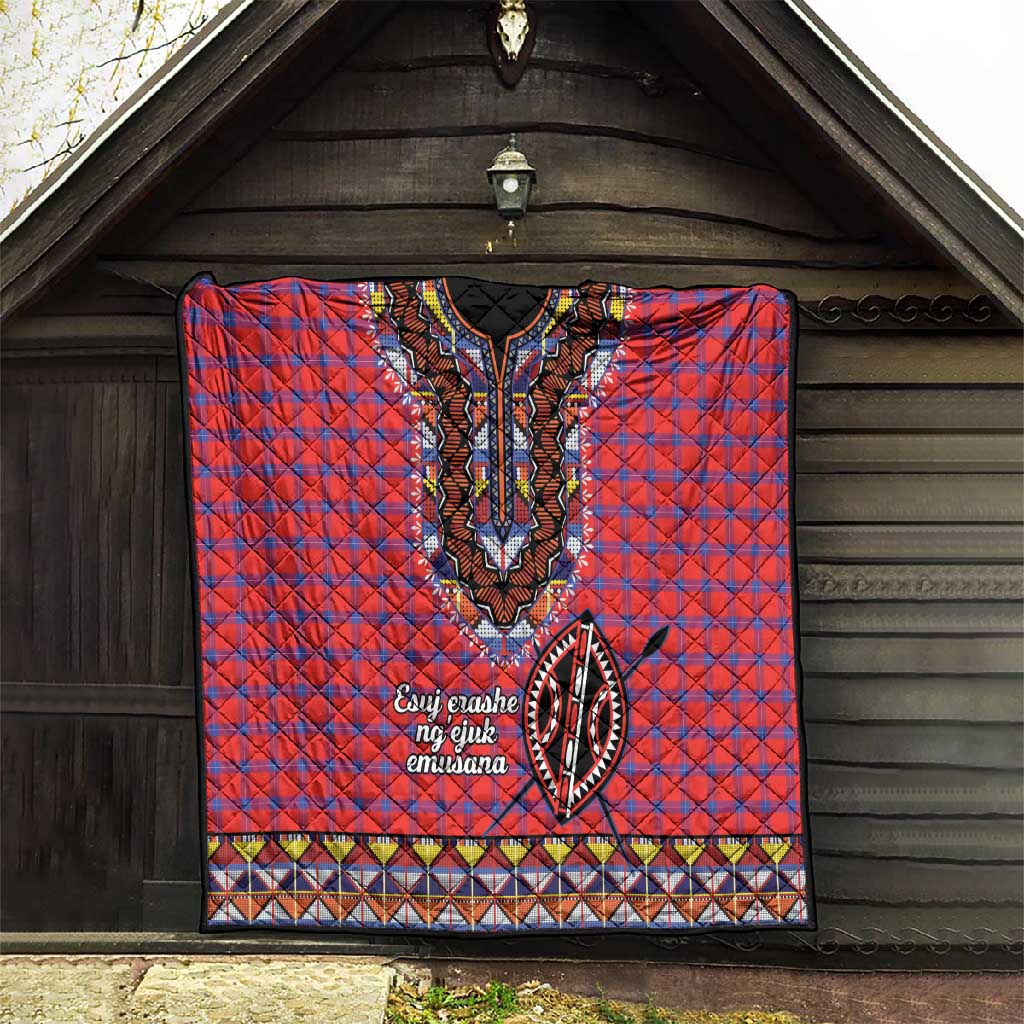 Afro Kenya Maasai Shuka Personalized Quilt Maasai Shield Mix Dashiki LT15
