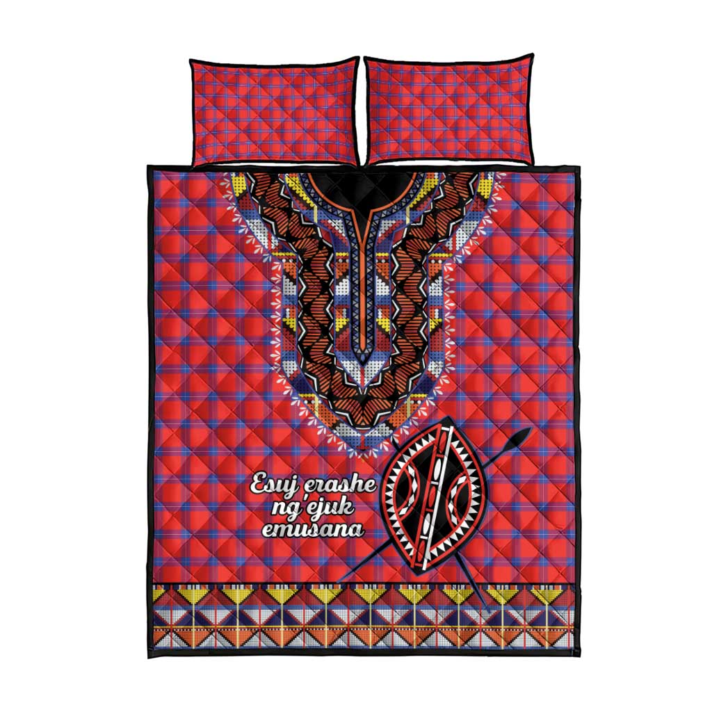 Afro Kenya Maasai Shuka Personalized Quilt Bed Set Maasai Shield Mix Dashiki LT15