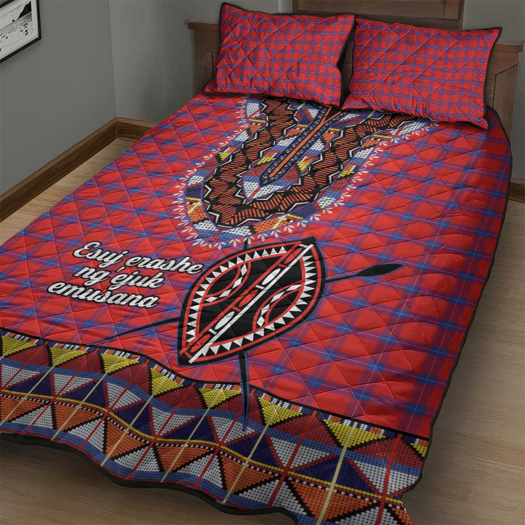 Afro Kenya Maasai Shuka Personalized Quilt Bed Set Maasai Shield Mix Dashiki LT15