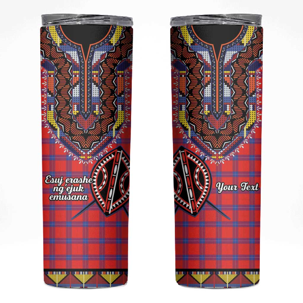 Afro Kenya Maasai Shuka Personalized Skinny Tumbler Maasai Shield Mix Dashiki LT15