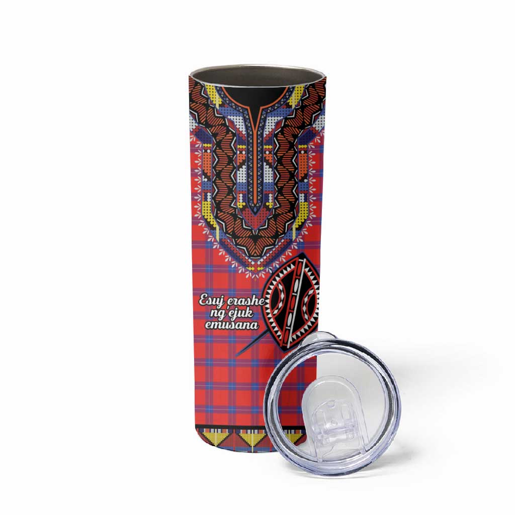Afro Kenya Maasai Shuka Personalized Skinny Tumbler Maasai Shield Mix Dashiki LT15