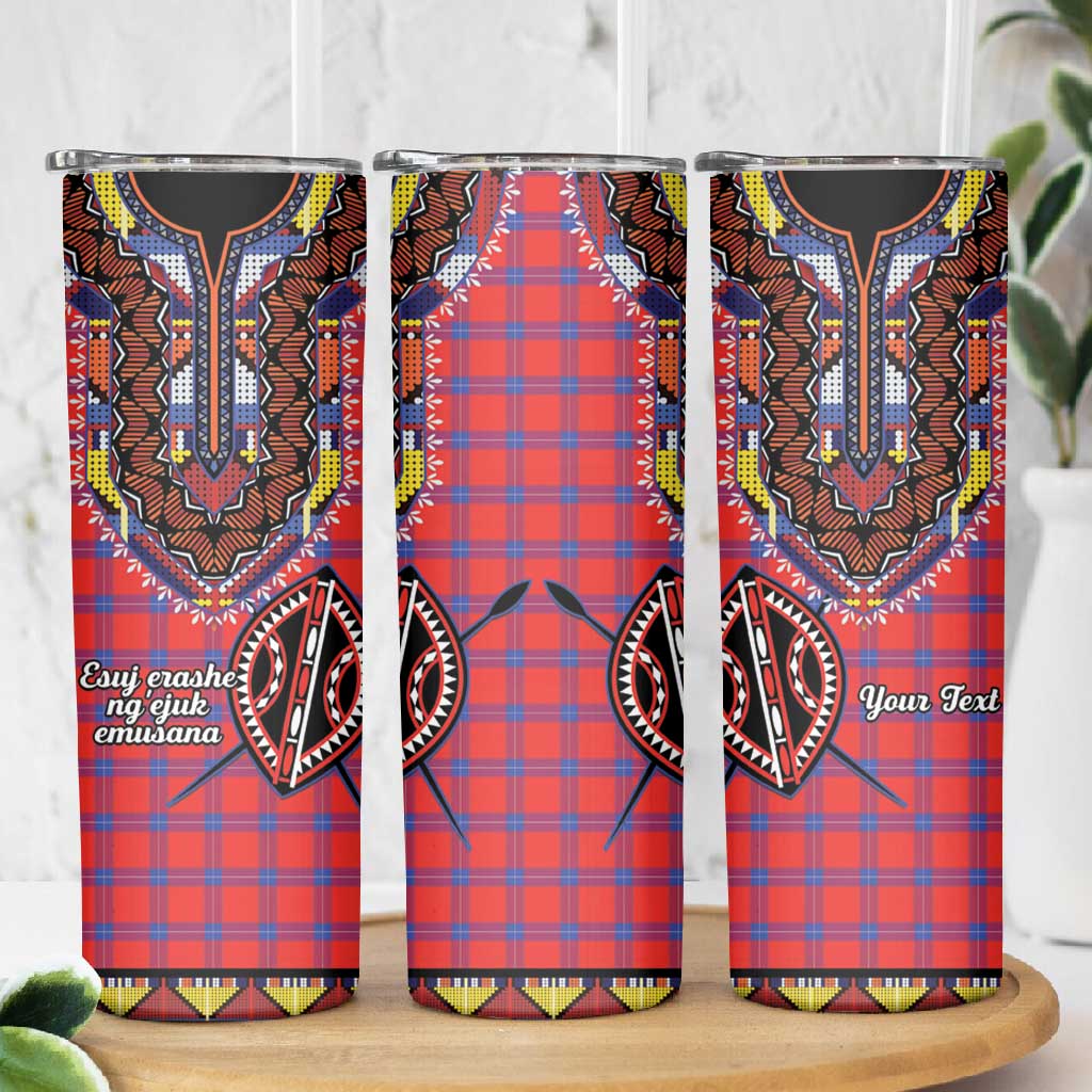 Afro Kenya Maasai Shuka Personalized Skinny Tumbler Maasai Shield Mix Dashiki LT15