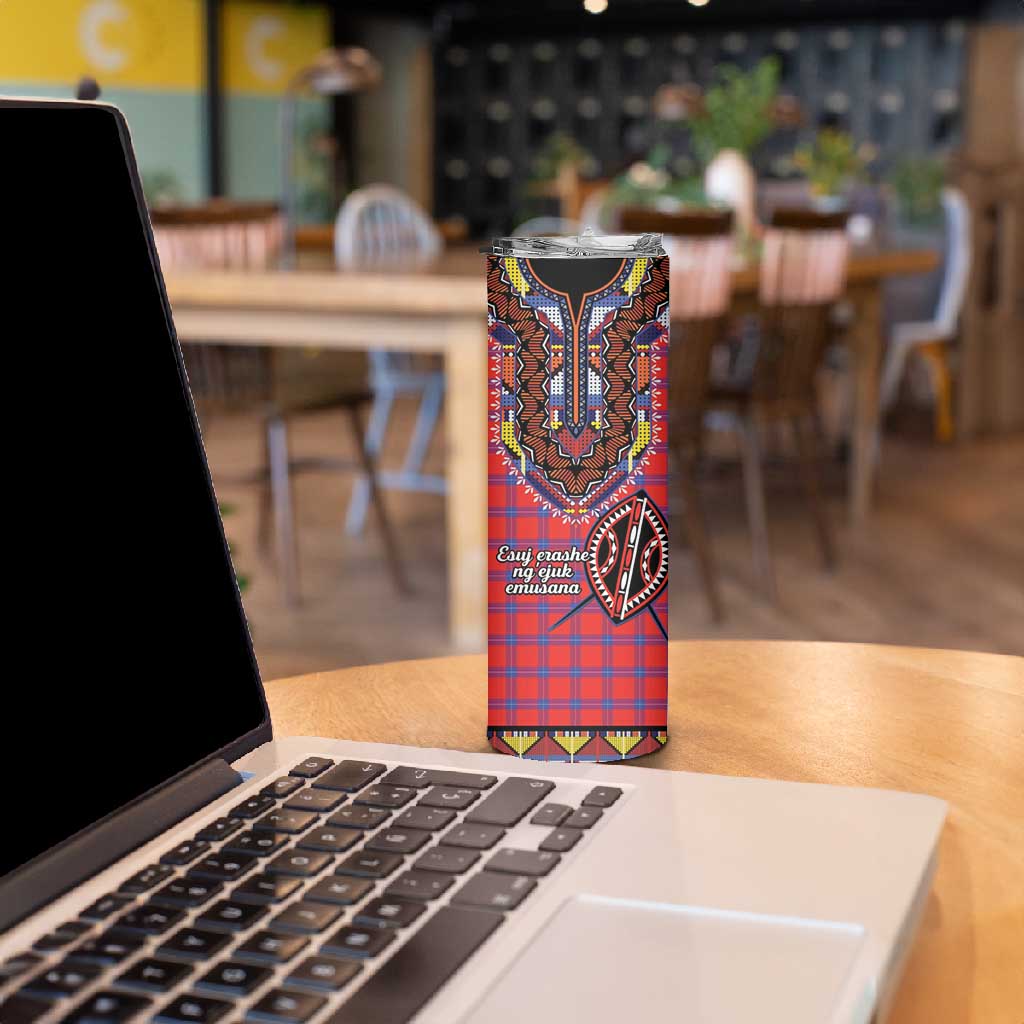 Afro Kenya Maasai Shuka Personalized Skinny Tumbler Maasai Shield Mix Dashiki LT15