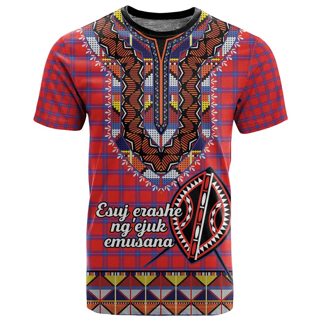 Afro Kenya Maasai Shuka Personalized T shirt Maasai Shield Mix Dashiki LT15