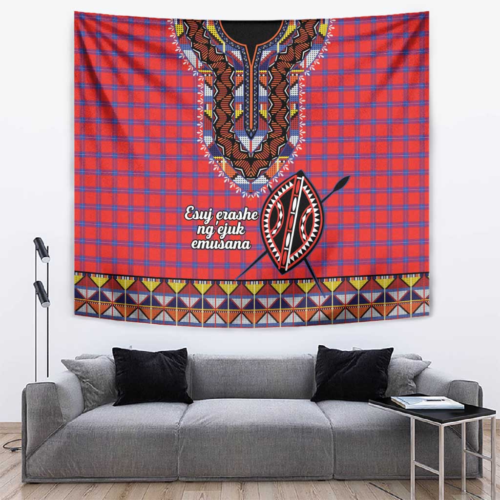 Afro Kenya Maasai Shuka Personalized Tapestry Maasai Shield Mix Dashiki LT15