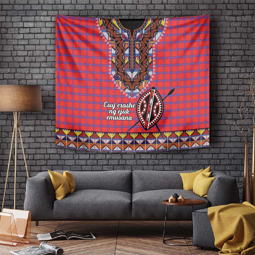 Afro Kenya Maasai Shuka Personalized Tapestry Maasai Shield Mix Dashiki LT15