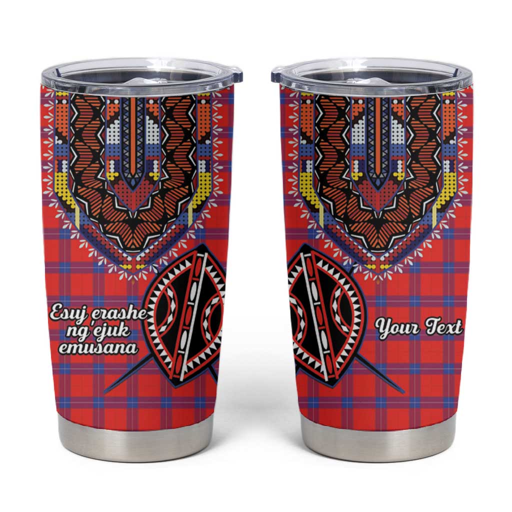 Afro Kenya Maasai Shuka Personalized Tumbler Cup Maasai Shield Mix Dashiki LT15