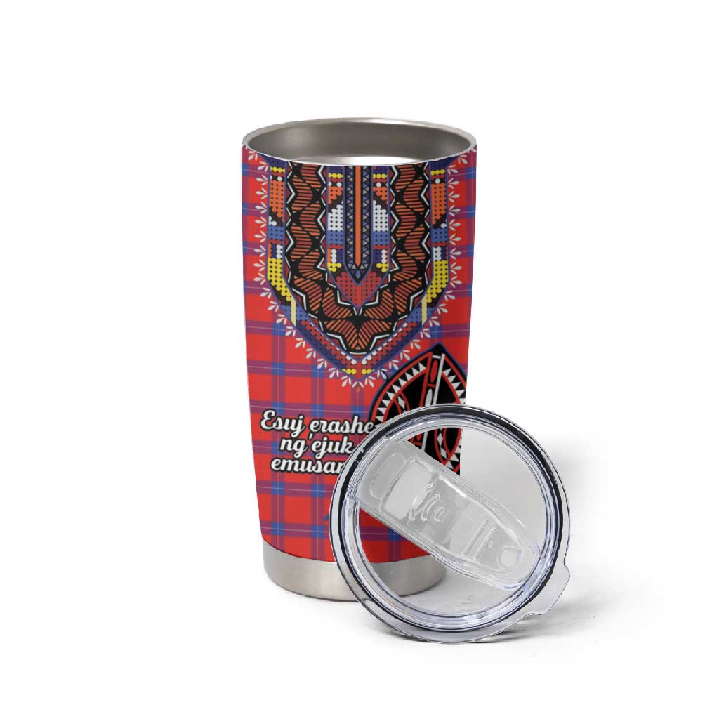 Afro Kenya Maasai Shuka Personalized Tumbler Cup Maasai Shield Mix Dashiki LT15