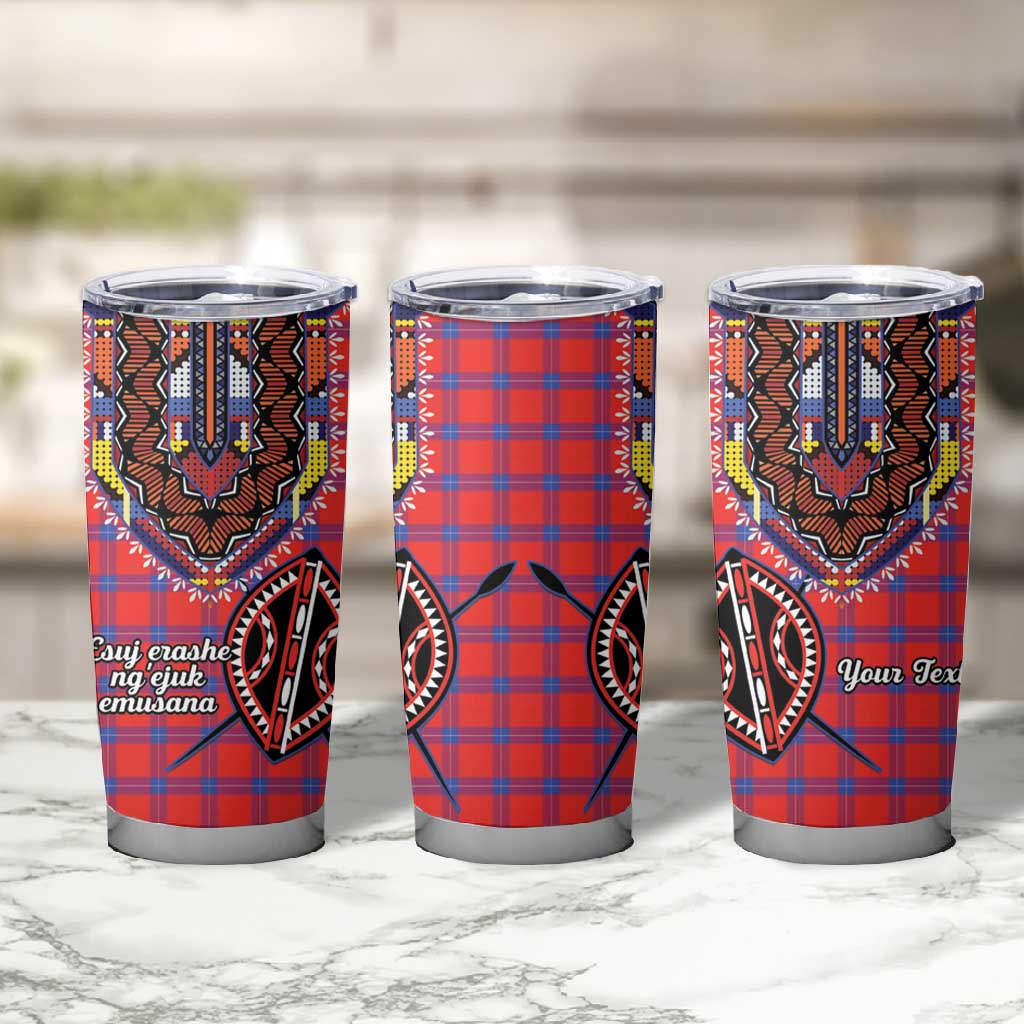 Afro Kenya Maasai Shuka Personalized Tumbler Cup Maasai Shield Mix Dashiki LT15